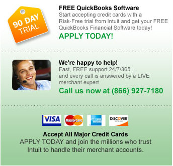 90 day free trial using Intuit QuickBooks Merchant Services & Solutions